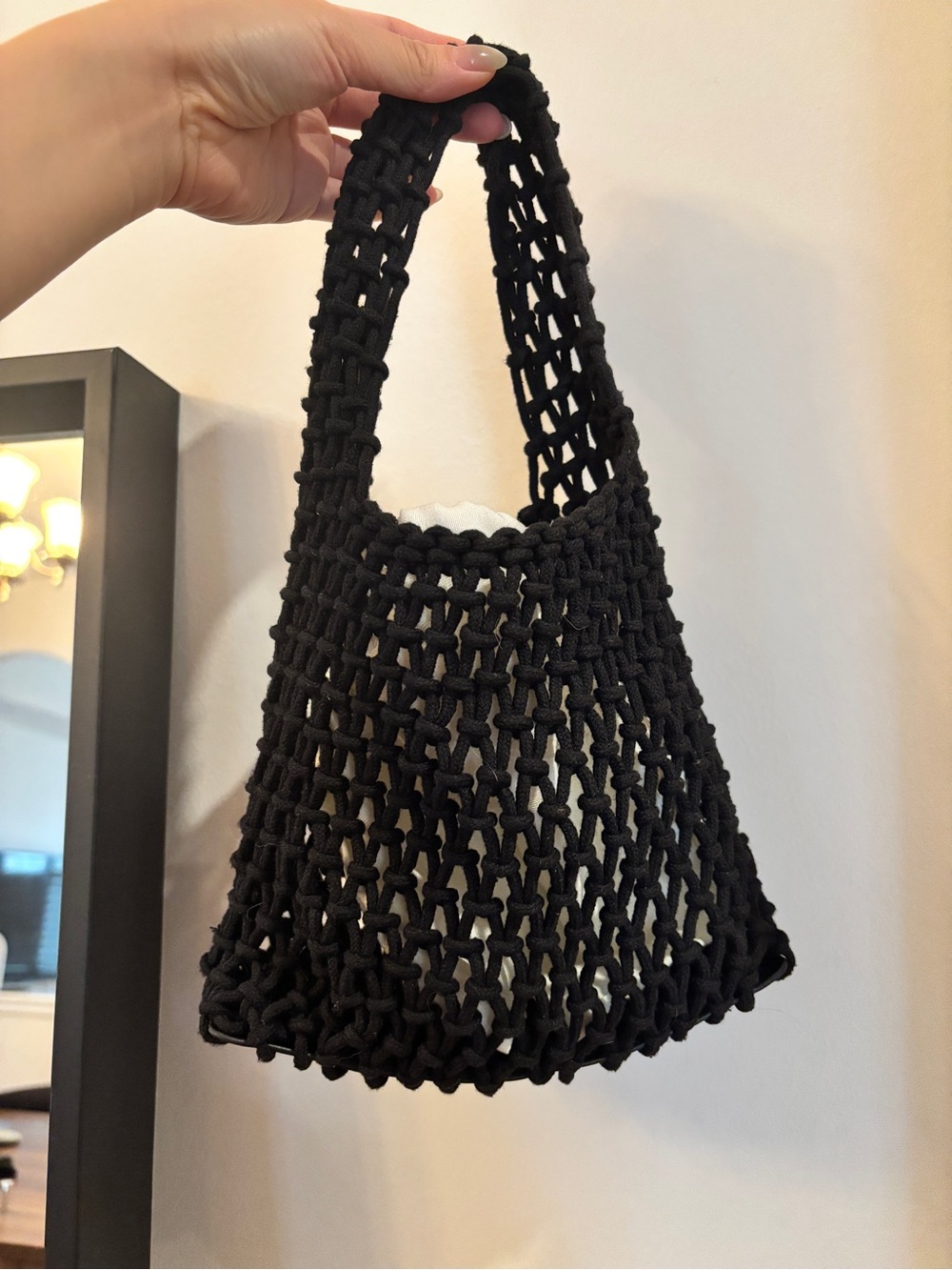 Black Knit Market Tote Bag - Unbranded